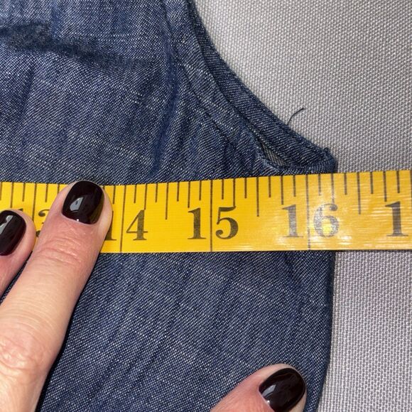 eShakti Dress Small 6 Embroidered Fit and Flare Cotton Womens Pockets Denim look - Picture 12 of 16